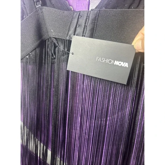 Black Fringe Sequin Bralette Dress - Picture 5 of 9